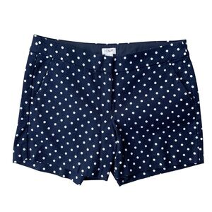 J.Crew Navy Blue Polka Dot Woven Textured Cotton Chino Shorts Size 6 Navy